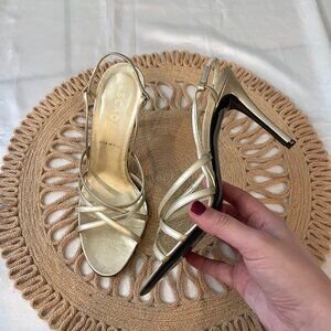 Escada Gold Strappy Heeled Sandals Size EU 38
